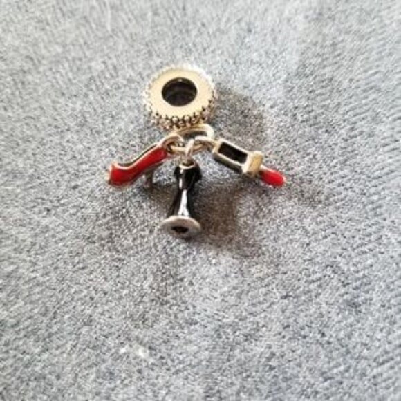 Pandora Silver Charm with Red and Black Accents - Picture 2 of 5